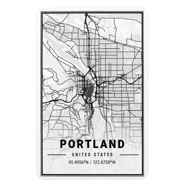 Ímã Mapa da Cidade do Viagem, nos EUA, em Portland (Vertical)