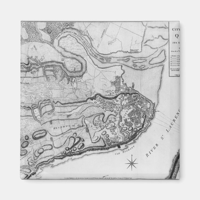 Imã Mapa da cidade e dos arredores do Quebec (Frente)