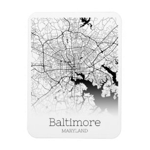 Ímã Mapa da Cidade Moderna de Baltimore