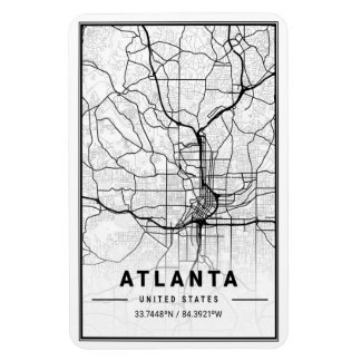 Ímã Mapa da Cidade Viagem da Atlanta Georgia USA
