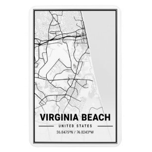 Ímã Mapa da Cidade Viagem da Virginia Beach USA