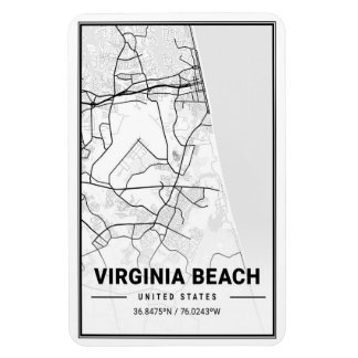 Ímã Mapa da Cidade Viagem da Virginia Beach USA
