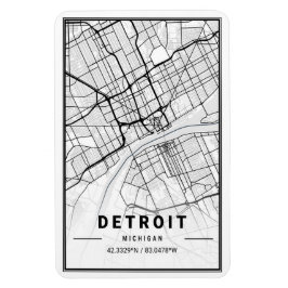 Ímã Mapa da Cidade Viagem de Detroit Michigan