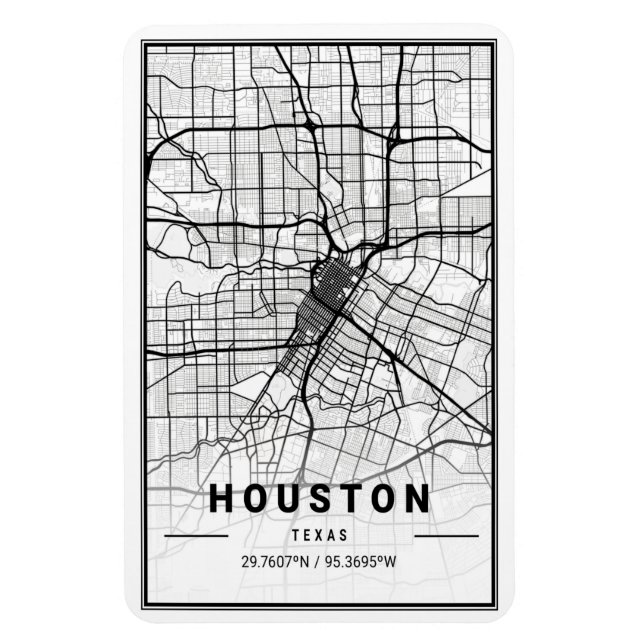 Ímã Mapa da Cidade Viagem de Houston Texas EUA (Vertical)