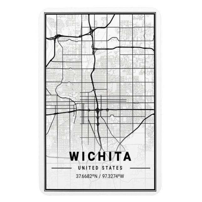 Ímã Mapa da Cidade Viagem do Kansas dos EUA (Vertical)