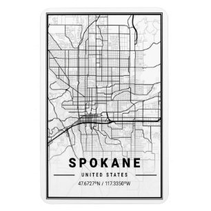 Ímã Mapa da Cidade Viagem do Spokane Washington EUA