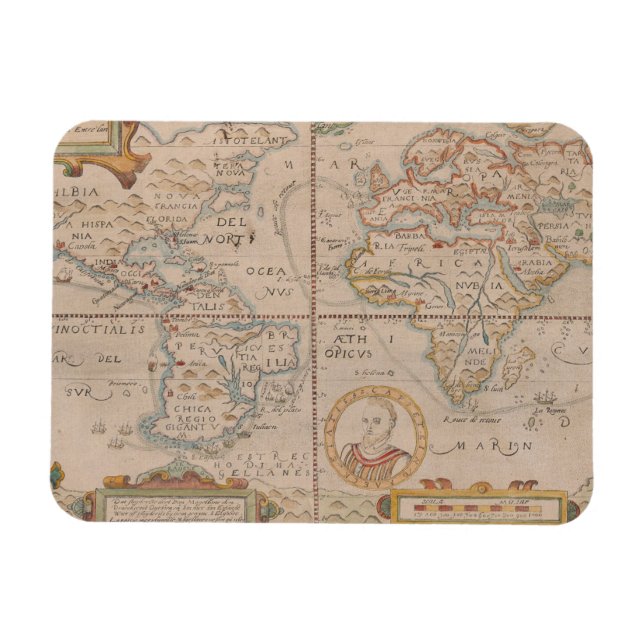 Ímã Mapa da Circunnavegação de Drake no Globo (Horizontal)