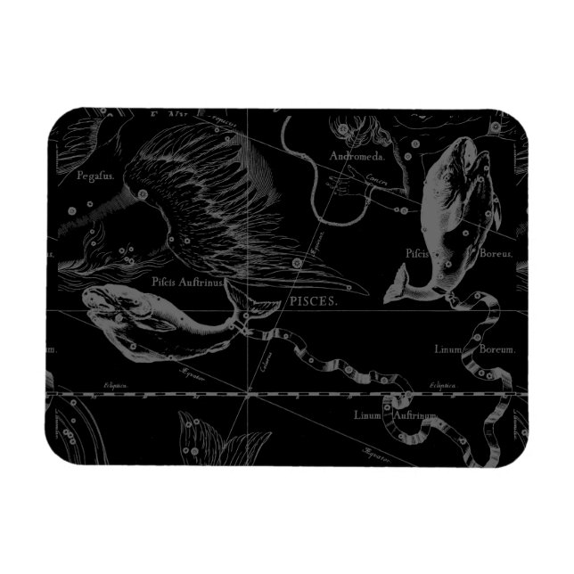 Ímã Mapa da constelação de peixes por Hevelius 1690 (Horizontal)