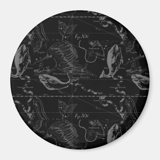Imã Mapa da constelação de peixes por Hevelius 1690 (Frente)