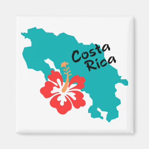 Imã Mapa da Costa Rica com hibiscus