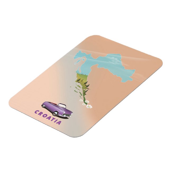 Ímã Mapa da Croácia - poster de impressão ilustrado. (Left Side)