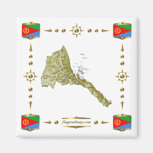 Imã Mapa da Eritreia + Íman Flagres