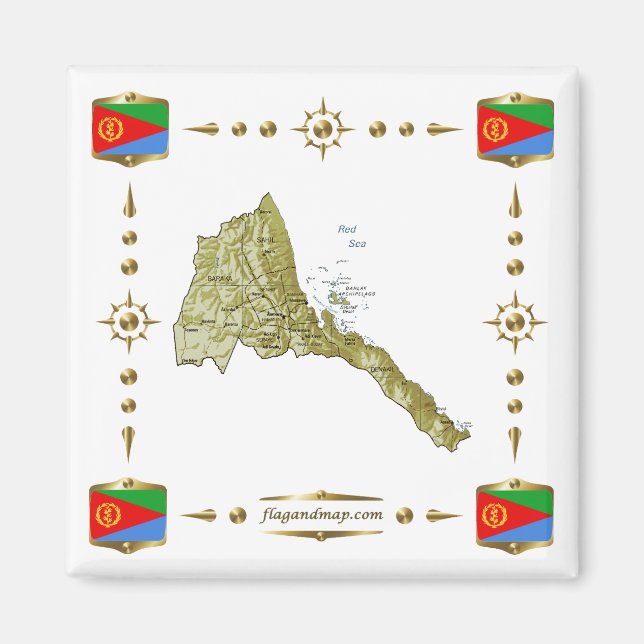 Imã Mapa da Eritreia + Íman Flagres (Frente)