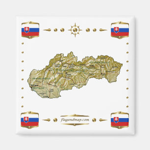 Imã Mapa da Eslováquia + ímã dos sinalizadores