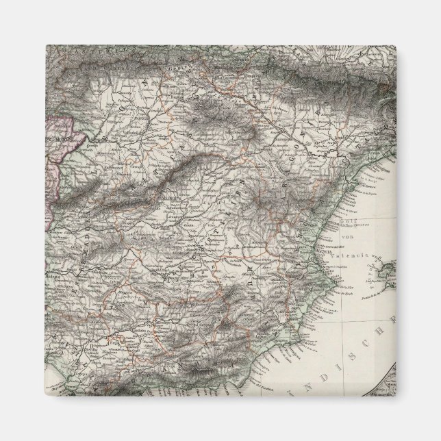 Imã Mapa da espanha e de Portugal por Stieler (Frente)