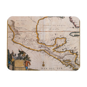 Ímã Mapa da espanha nova New Galiza & Guatemala, 1625