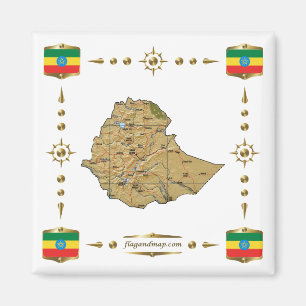 Imã Mapa da Etiópia + Ímã de Sinalizadores