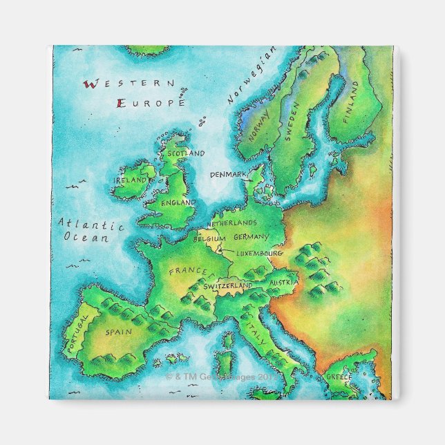 Imã Mapa da Europa Ocidental (Frente)