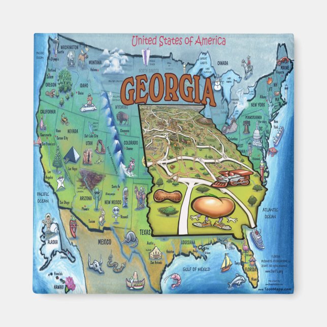 Imã Mapa da Geórgia EUA (Frente)