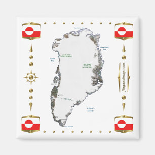 Imã Mapa da Gronelândia + ímã dos pavilhões