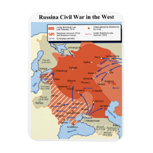 Ímã Mapa da Guerra Civil Russa no Ocidente 1918-1920