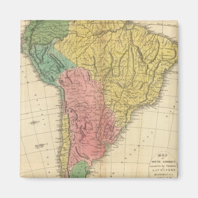 Imã Mapa da História da América do Sul (Frente)