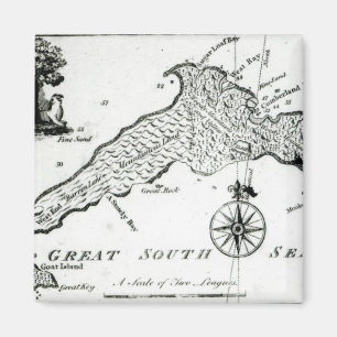 Imã Mapa da ilha de South Pacific, 1800