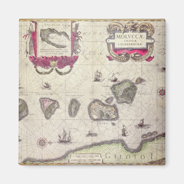 Imã Mapa da Ilha Molucana, gravado (Frente)