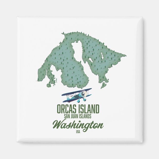 Imã Mapa da Ilha Orcas, Washington, EUA (Frente)