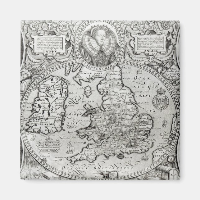 Imã Mapa da Inglaterra durante o reinado (Frente)