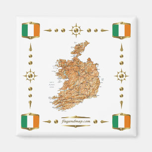 Imã Mapa da Irlanda + Magnet Flags