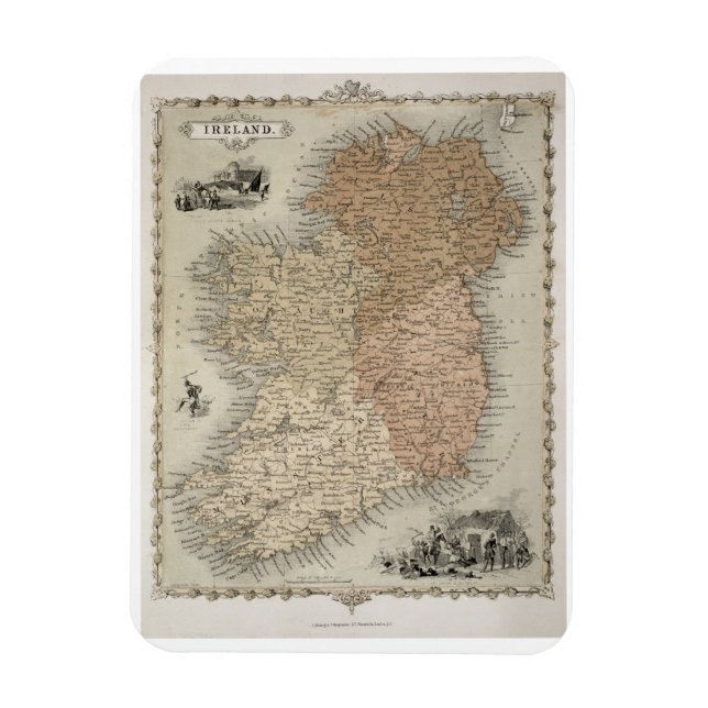 Ímã Mapa da Irlanda, publicado em c.1850 (texto origin (Vertical)
