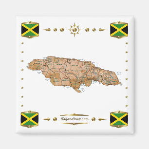 Imã Mapa da Jamaica + ímã de sinalizadores