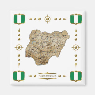 Imã Mapa da Nigéria + ímã de sinalizadores