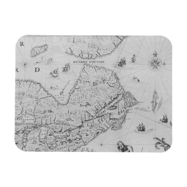 Ímã Mapa da Nova França ou do Canadá (Horizontal)