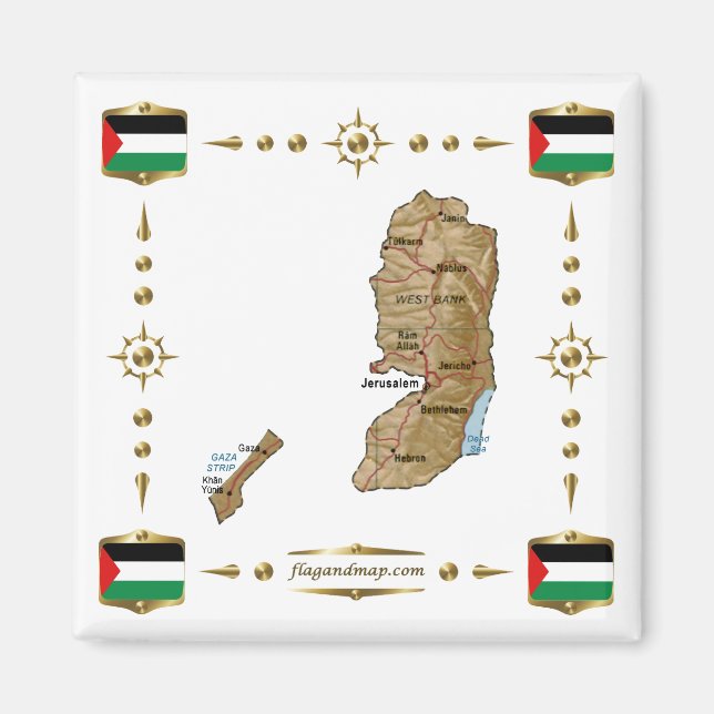 Imã Mapa da Palestina + Ímã de Sinalizadores (Frente)