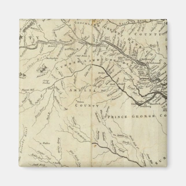 Imã Mapa da parte mais habitada da Virgínia (Frente)