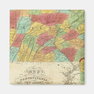 Imã Mapa Da Pennsylvania New Jersey E Delaware