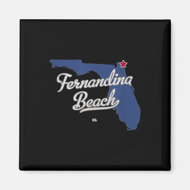 Imã Mapa da Praia de Fernandina Flórida Fl (Frente)