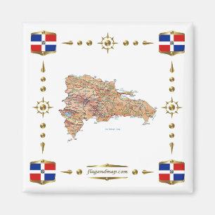 Imã Mapa da República Dominicana + Imagem dos Sinaliz