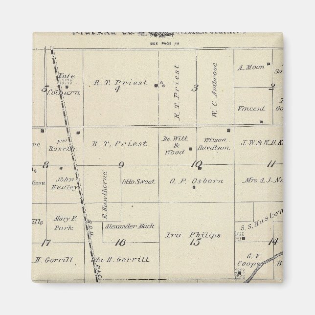 Imã Mapa da Seção do Condado de Tulare T23S R25E (Frente)