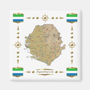 Imã Mapa da Serra Leoa + ímã dos sinalizadores