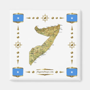 Imã Mapa da Somália + ímã dos sinalizadores