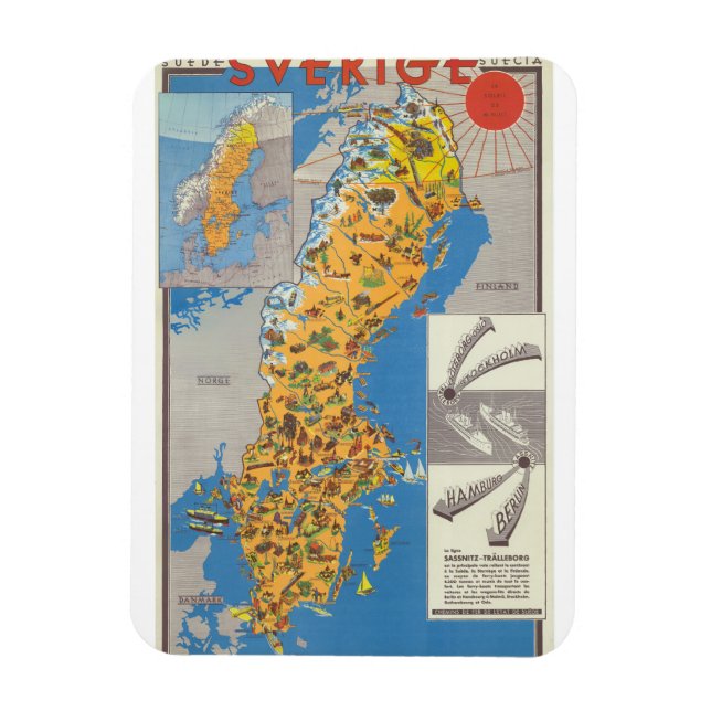 Ímã Mapa da Suécia (Vertical)