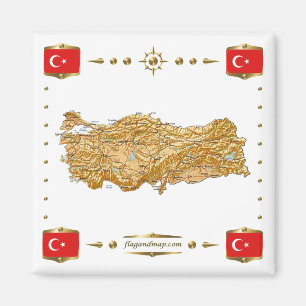 Imã Mapa da Turquia + ímã dos sinalizadores