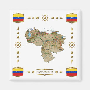 Imã Mapa da Venezuela + ímã de sinalizadores