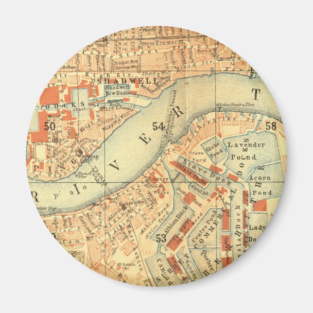 Imã Mapa da Vintage em Londres (Frente)