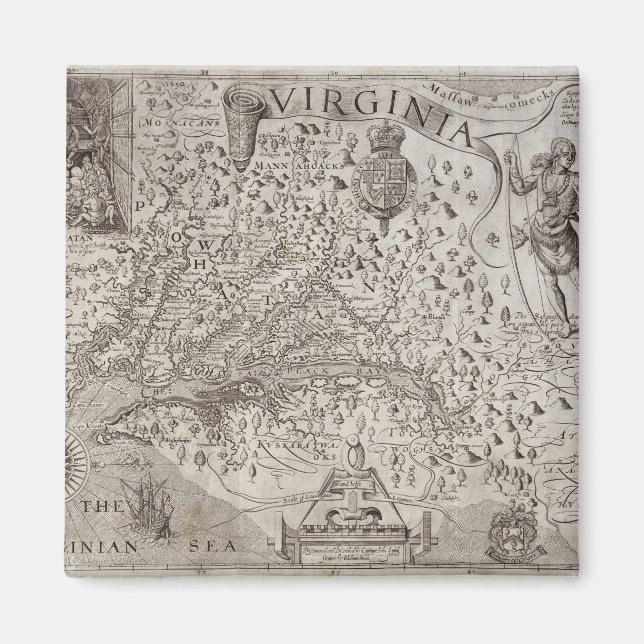 Imã Mapa da Virgínia, descoberto e descrito por Capta (Frente)