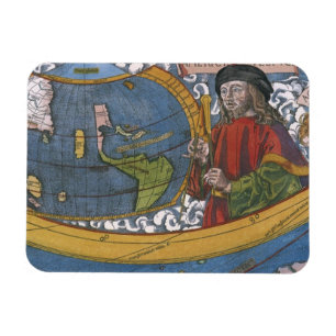 Ímã Mapa das Américas com o explorador Amerigo Vespucc