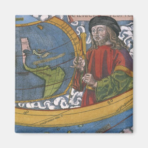 Imã Mapa das Américas com o Explorer Amerigo Vespucci